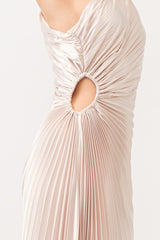 Antique White Mykonos Asymmetrical Satin Dress Maxi Dress