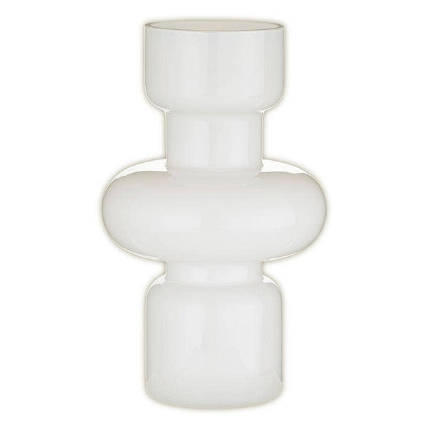 Antique White Glass Bubble Vase - Small - White