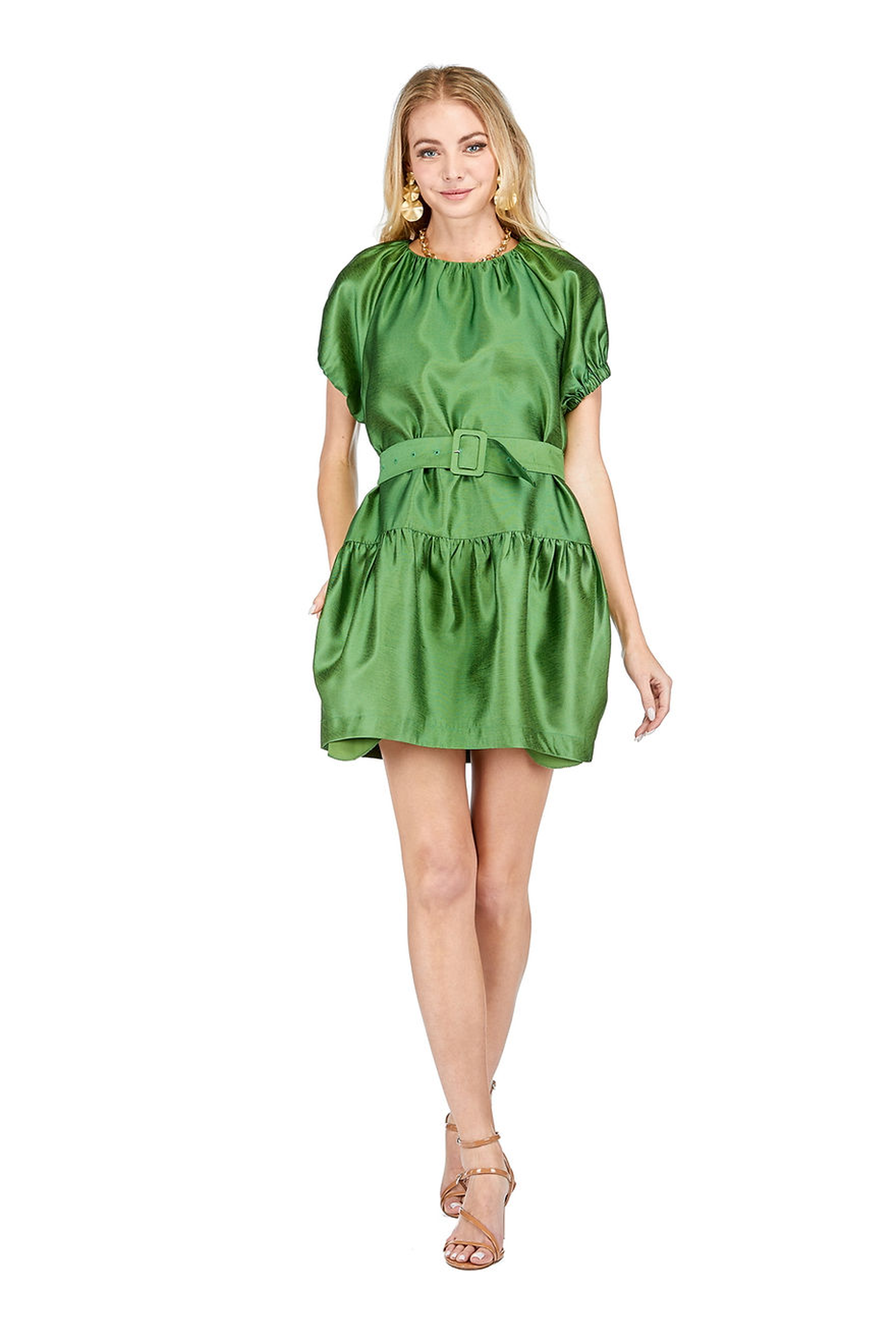 Belted Tulip Dress Olive Xs