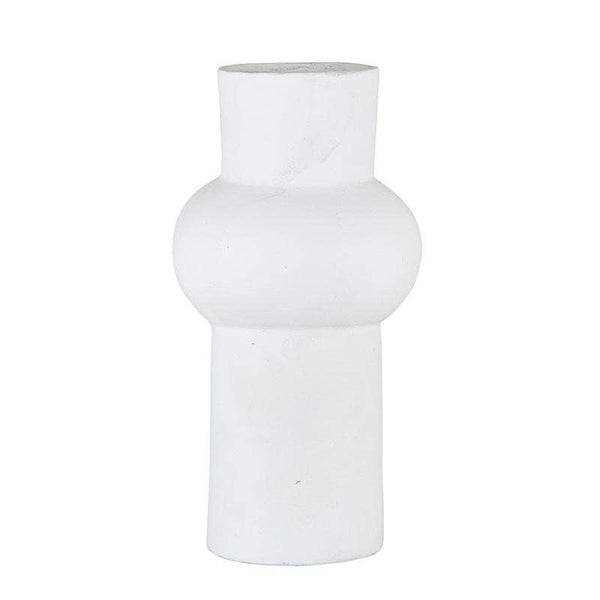 Lavender White Paper Mache Vase - Medium