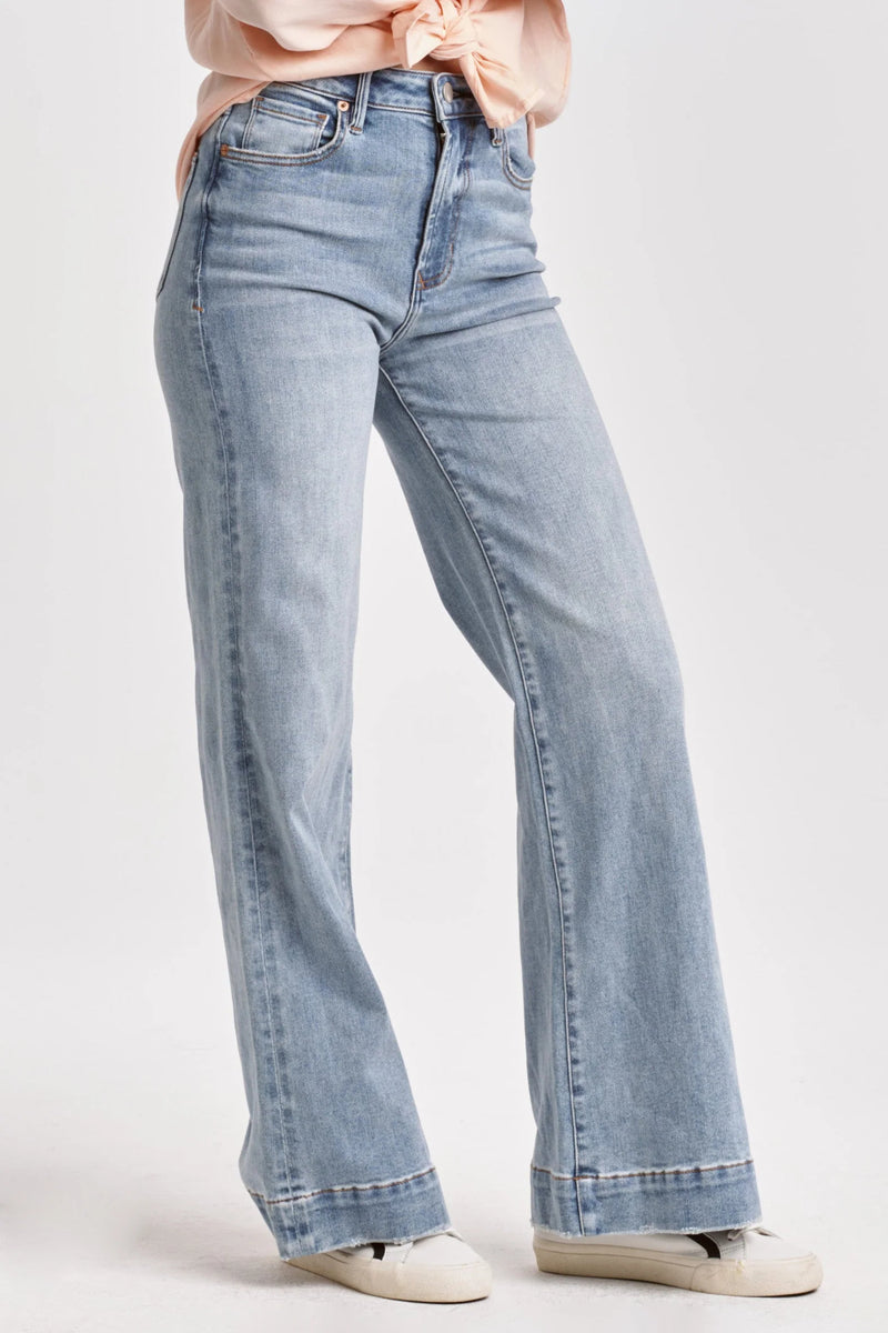 Light Gray Fiona Mid Rise Wide Leg Jean - Montilla Jeans