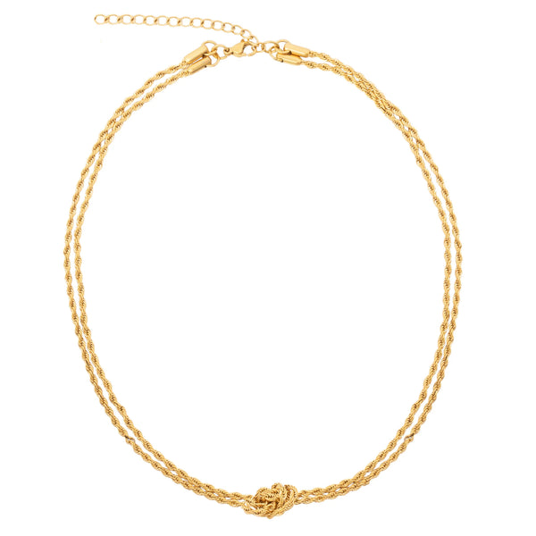 Light Goldenrod Iggy Rope Chain Knotted Necklace Necklace