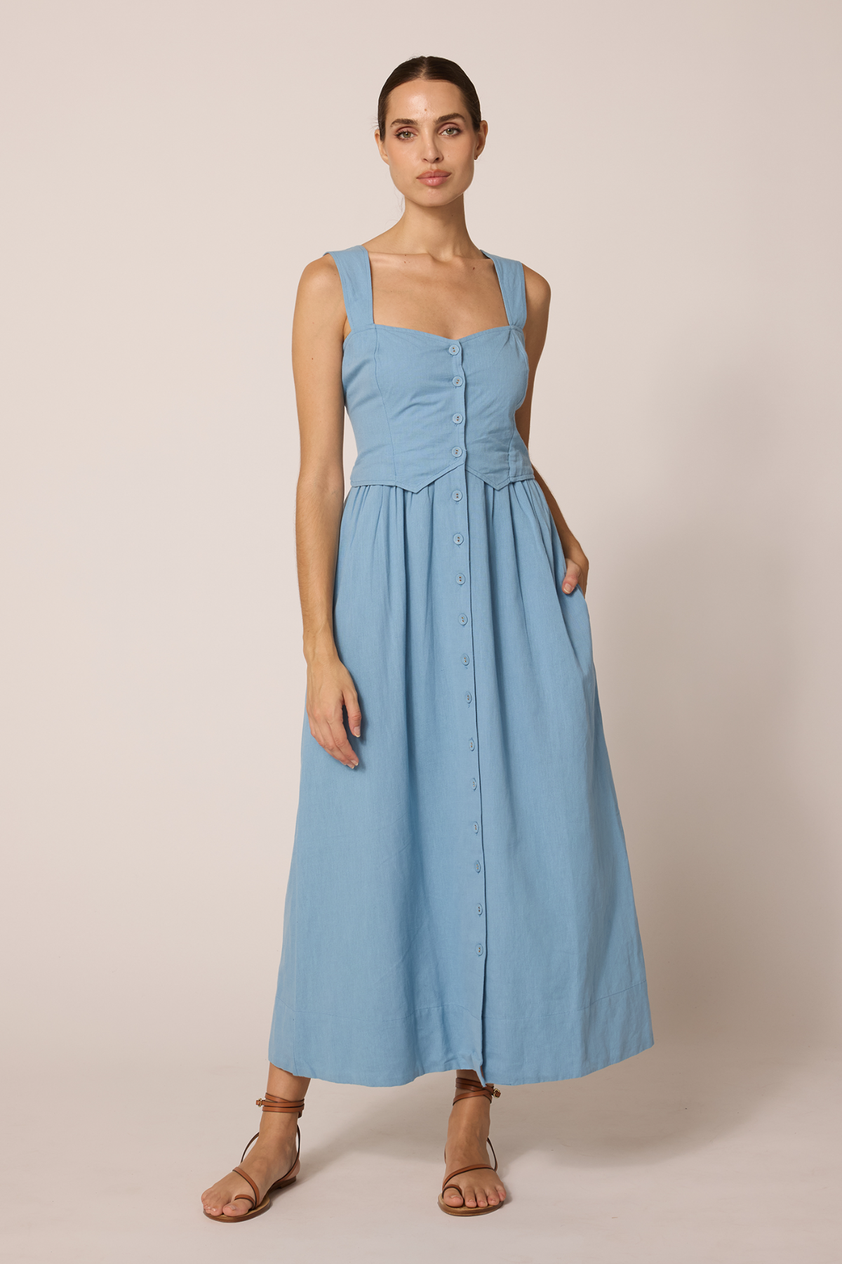 Esther Ankle Dress | Dusty Blue M Esther Ankle Dress | Dusty Blue M