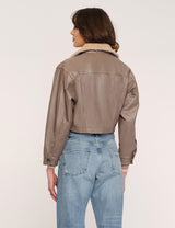 Light Gray Pia Leather Jacket Coats & Jackets