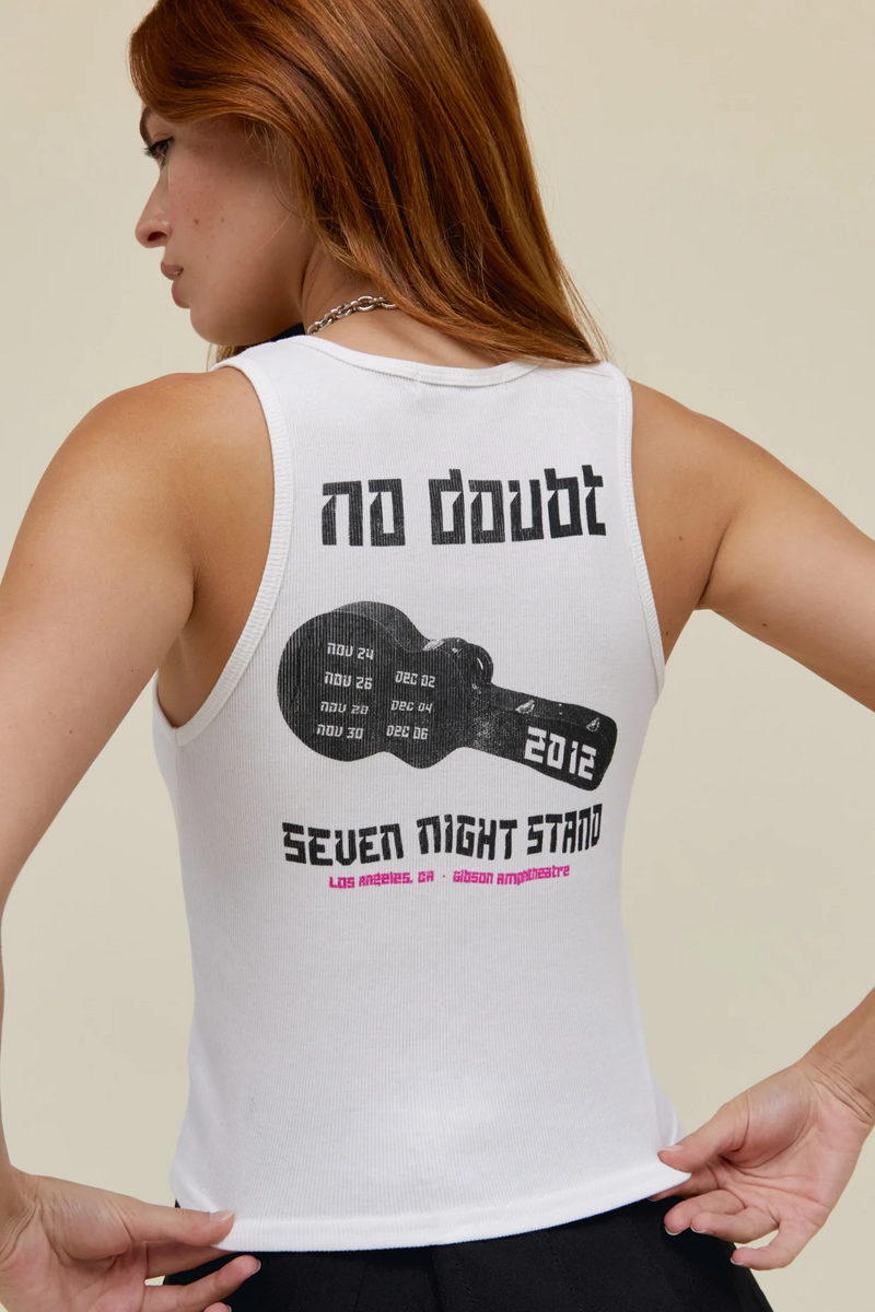 Gray No Doubt Seven Night Stand Ribbed Tank Graphic Tee
