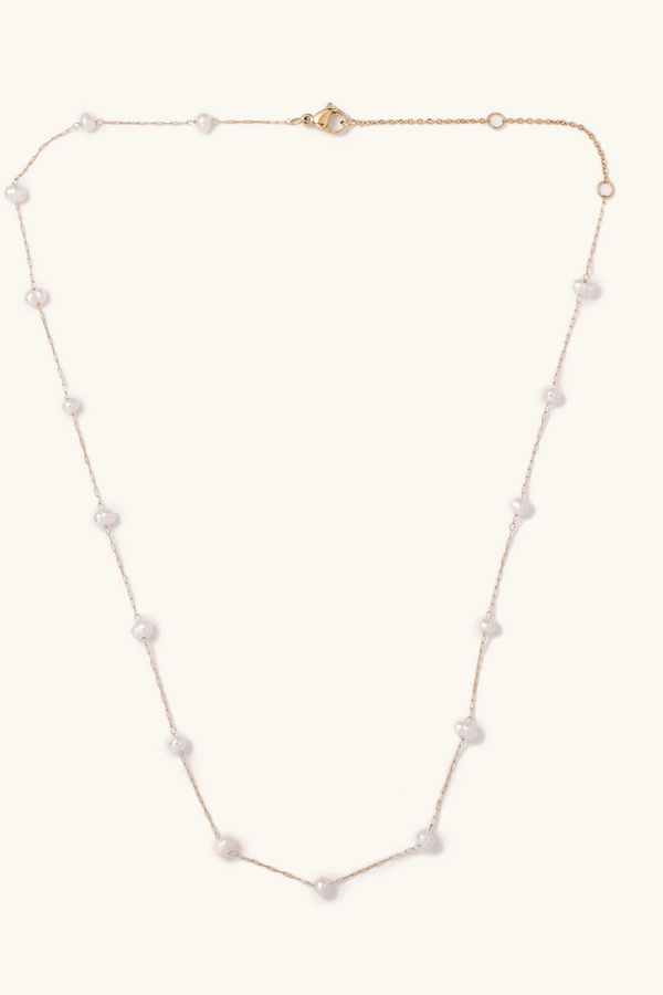 Floral White Camille Pearl Necklace Necklace