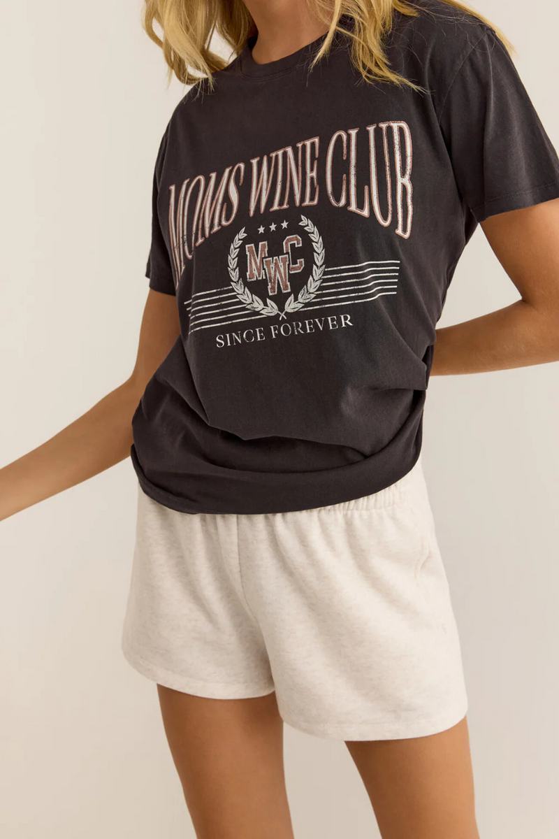 Dark Slate Gray Boyfriend Moms Wine Club Tee Shirt