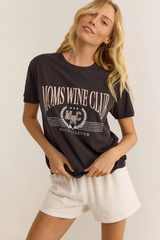 Light Gray Boyfriend Moms Wine Club Tee Shirt