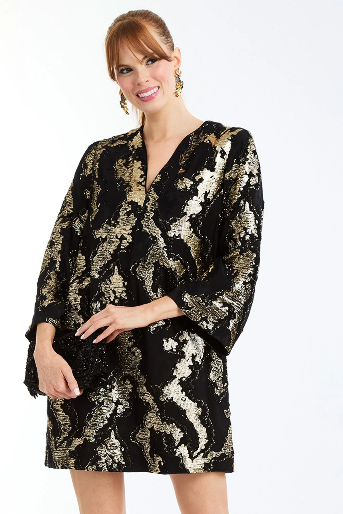 Ines Mini Dress M / Black/Gold Metallic