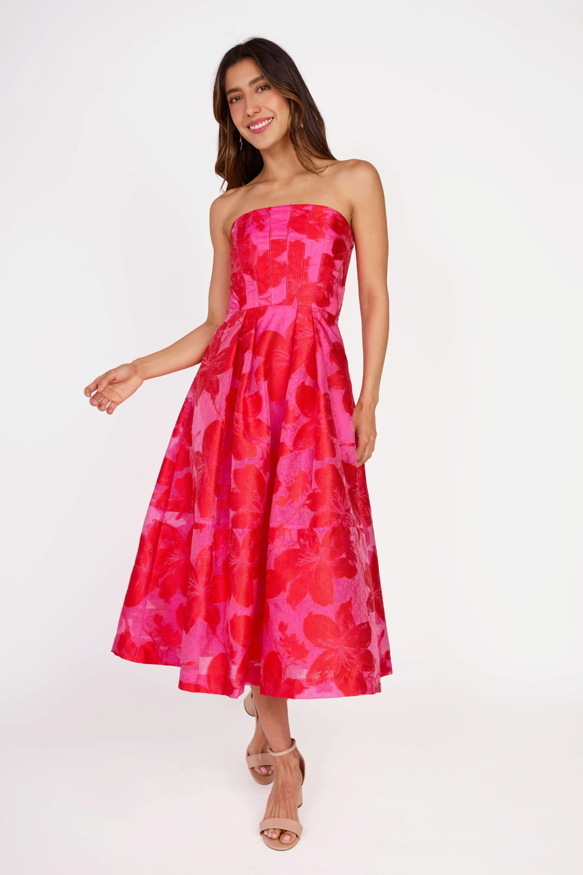 Catherine Dress Red Azalea Organza