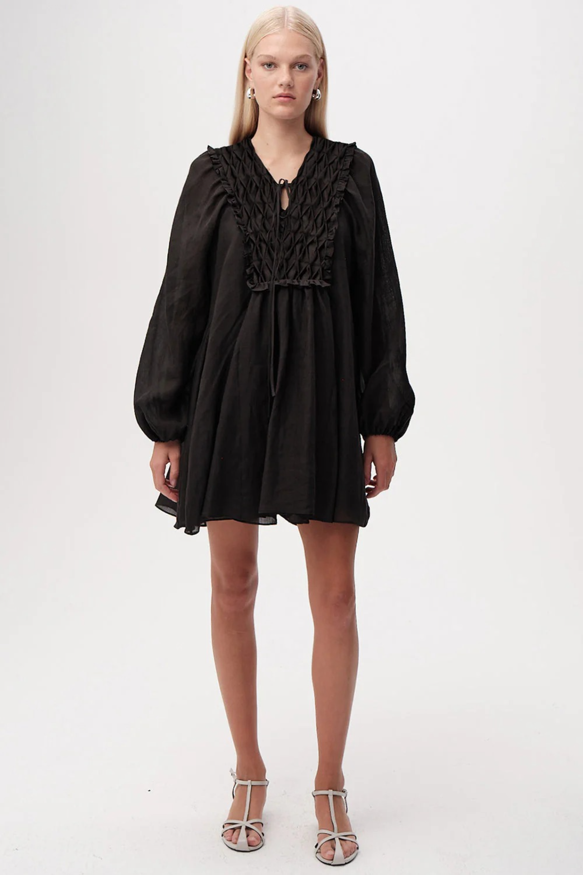 flowy linen mini dress Chaney Long Sleeve Price_<span class=