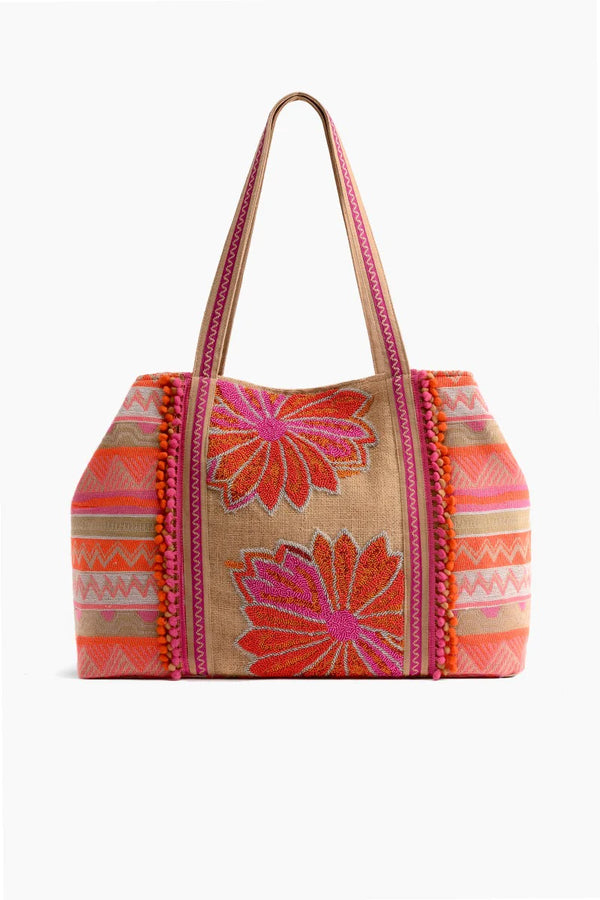 Sienna Poppy Floral Embellished Tote Handbags