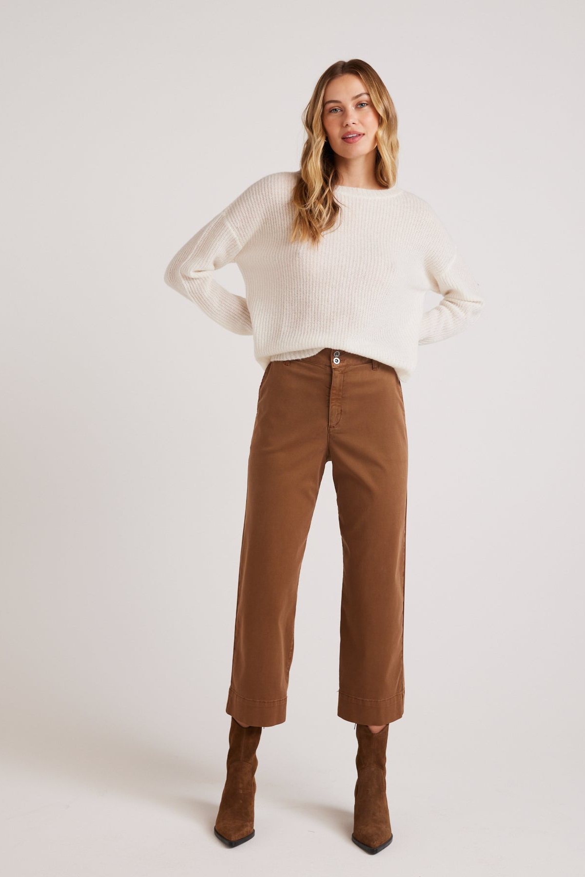 Sofia Wide Leg Crop Pant Spiced Brown