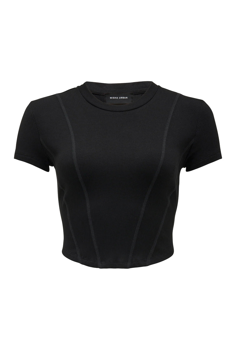 Black Layne Rib Jersey Tee Shirts & Tops