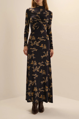 Gray The Lucia Dress in Navy Vine Floral Maxi Dress