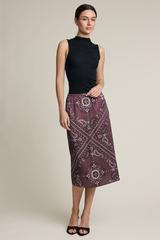 Light Gray The Autumn Paisley Midi Skirt Midi Skirt