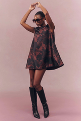 Dark Gray Spade Dress in Brown/Black Mini Dress