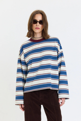 Lavender Salinas Easy Long Sleeve Tee in Cove Stripe Tee