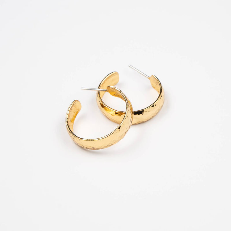 White Smoke Hammered Hoops Earring