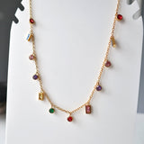 Light Gray Kahlea Necklace | Multicolor Gem Necklace Necklace