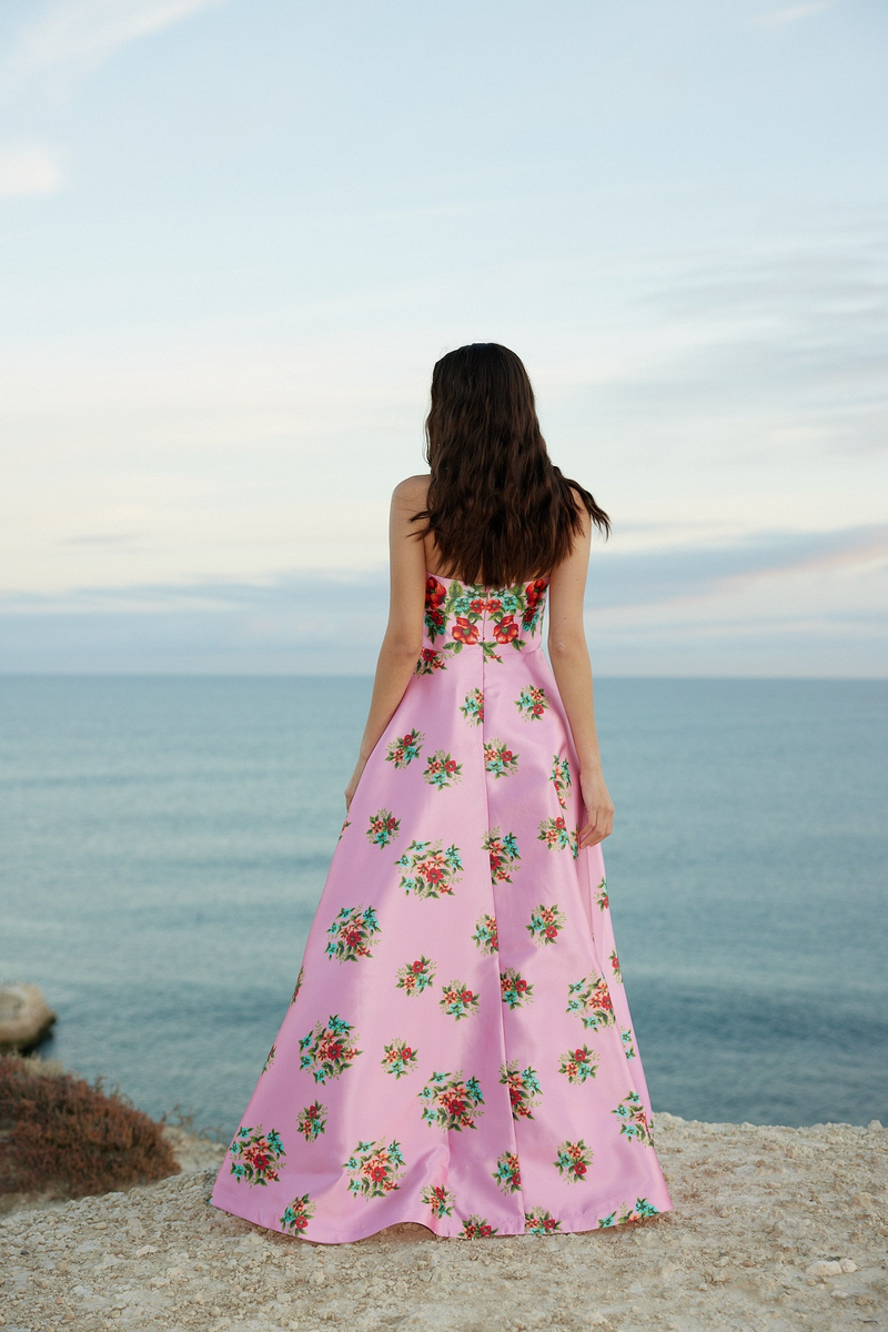 Audrey Dress in Salmon Bouquet Two Cumberland Audrey Dress in Salmon Bouquet Two Cumberland