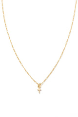 White Smoke 24K Gold Dainty Cross Pendant Necklace Necklace