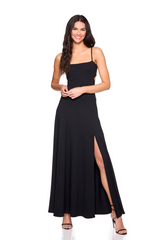 Tan String Cut Out Long Slit Dress Maxi Dress