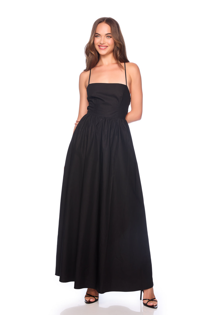 Light Pink Lace Up Back Poplin Maxi Maxi Dress