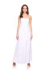 Misty Rose Lace Up Back Poplin Maxi Maxi Dress