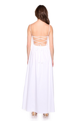 Misty Rose Lace Up Back Poplin Maxi Maxi Dress