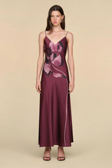 Saddle Brown Coralee Printed Bias Dress Formal Gown