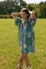 Yellow Green Frannie Dress in Market Muse Mini Dress