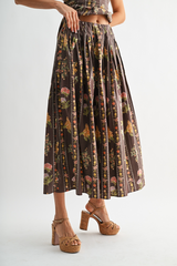White Smoke Autumn Romance Floral Midi Skirt Midi Skirt
