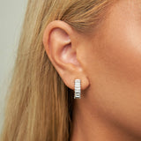 Rosy Brown Silver Square Diamond Hoops Earring