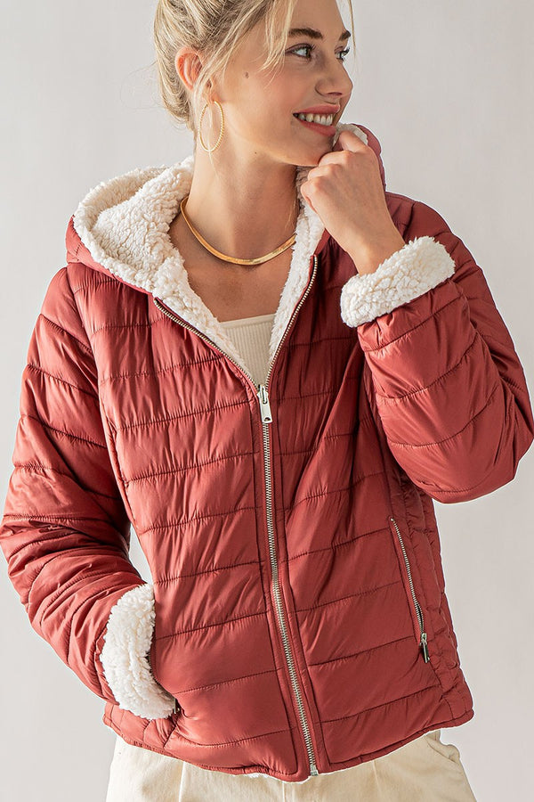 Gray Alaska Sherpa Fleece Lined Puffer Jacket Puffer Jacket
