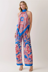Light Gray Paisley Paradise Scarf Halter Top Top