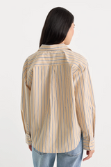 Misty Rose The Poplin Easy Shirt in Dune Multi Stripe Shirt
