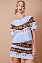 Powder Blue Love At First Knit Jacquard Sweater Sweater