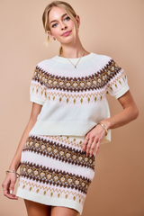 Tan Love At First Knit Jacquard Sweater Sweater