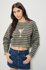 Lavender Olive You Striped Martini Sweater Sweater