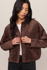 Dark Slate Gray All Day Cropped Suede Jacket Jacket