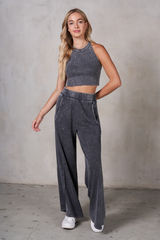 Dark Gray Halter Crop Top Top