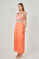 Satin Lace Slip Maxi Dress