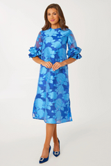 Lavender Browyn Dress Blue Tea Rose Organza Midi Dress
