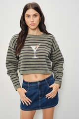 Lavender Olive You Striped Martini Sweater Sweater