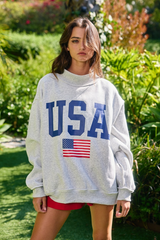 Gray Reversible USA/America Graphic Sweatshirt Sweatshirt