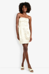 White Smoke Kalley Dress in Bonits Beige/Gold Mini Dress