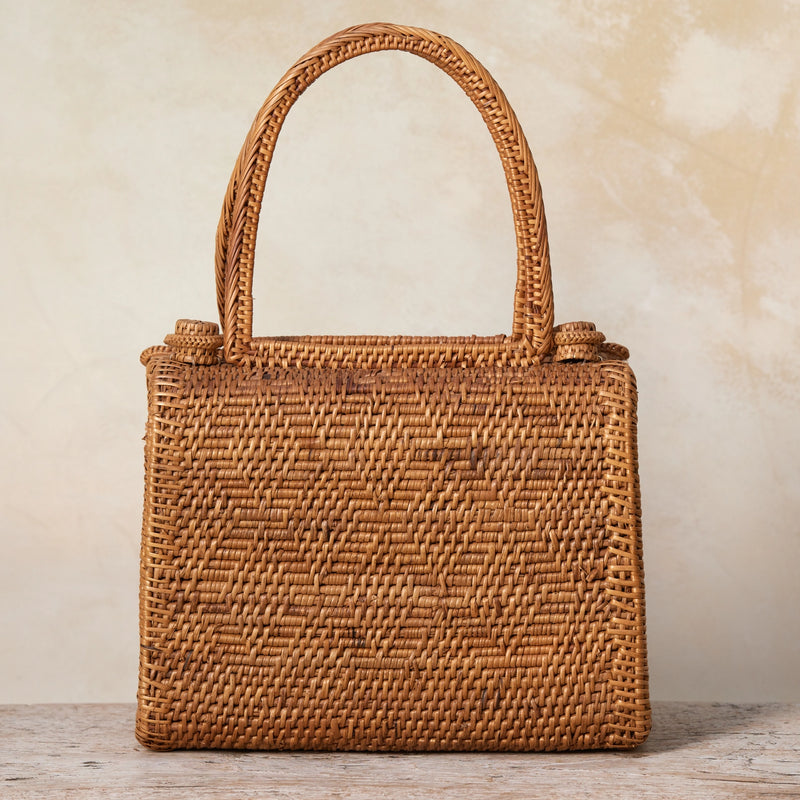 Gray Winding Road Rattan Bag Beach Bag