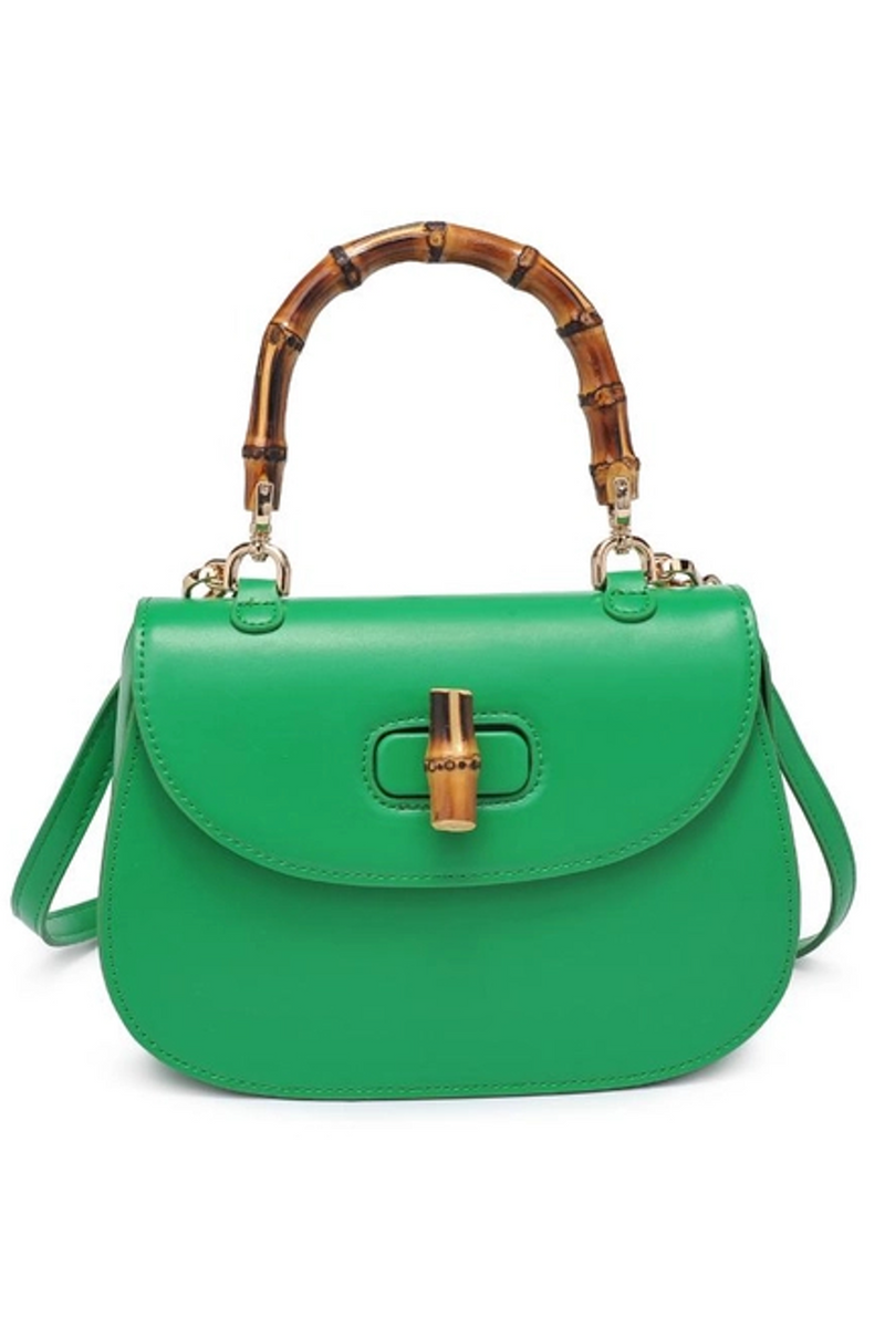 Sea Green Allison Bamboo Handle Crossbody Purse