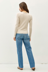 Lavender Round Neck Knit Long Sleeve Top Top